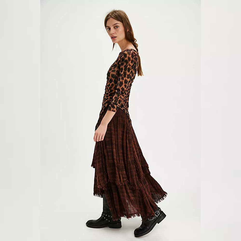 FP One - Free People Averie Maxi Skirt - Brown Combo - XS - Picture 2 of 10